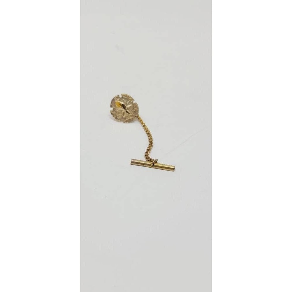 Vtg nautical sand dollar tie tac pin men accessories gold tone beach tropical